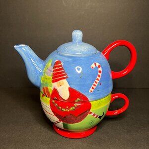 Le Gourmet Chef 2005 Christmas Ceramic Santa Claus 3pc Tea for One Set